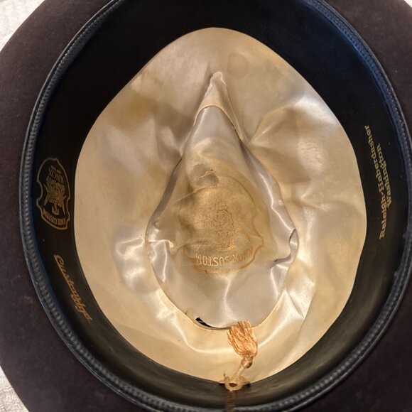 Vintage Knox Custom Edge Fedora Hat Brown Mens Size 6/78 Red Feather Film Noir - Picture 4 of 7
